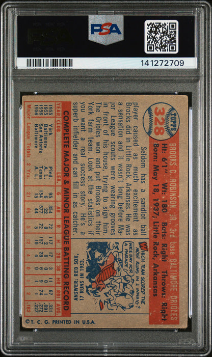 1957 TOPPS BROOKS ROBINSON #328 PSA 2 - Image 2