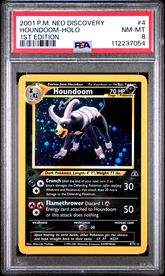 2001 POKEMON NEO DISCOVERY HOUNDOOM-HOLO #4 PSA 8 - Image 1